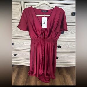 Maroon casual/formal midi dress